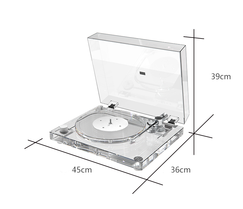 Trl70 Acrylic Transparent Body 33/45 Rpm Bluetooth Transmission Gramophone at-3600L Moving Magnetism Phonograph Vinyl Record Player with Carbon Fiber Tone Arm