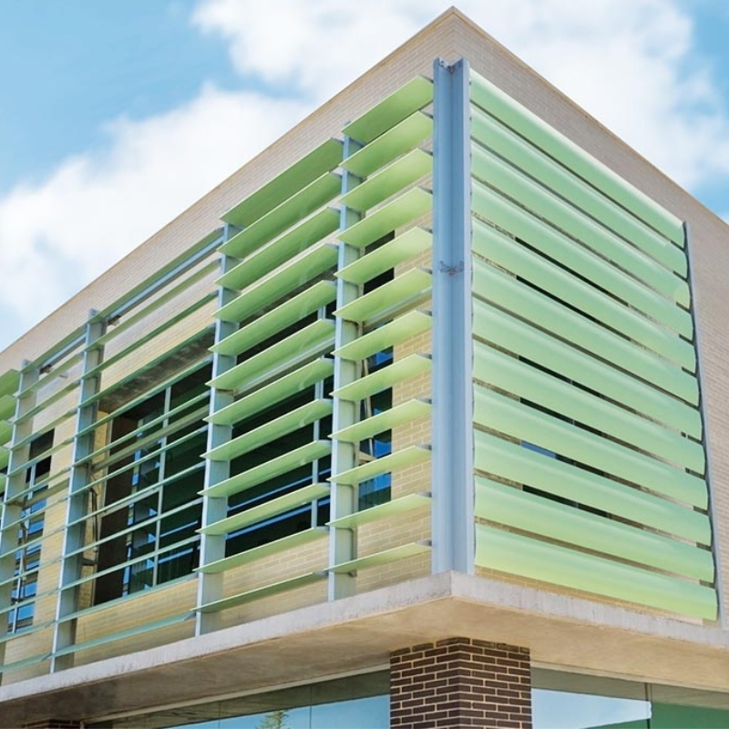 Weatherproof Aluminum Sunshade Louvers for Outdoor Facade Shading and Ventilation