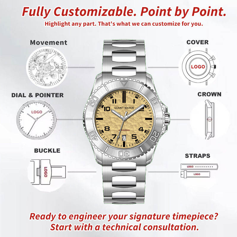 New Design Your Own Watch Classic Luxury Custom with Logo Minimalistic All Stainless Steel Hand Wrist Automatic Watch for Men