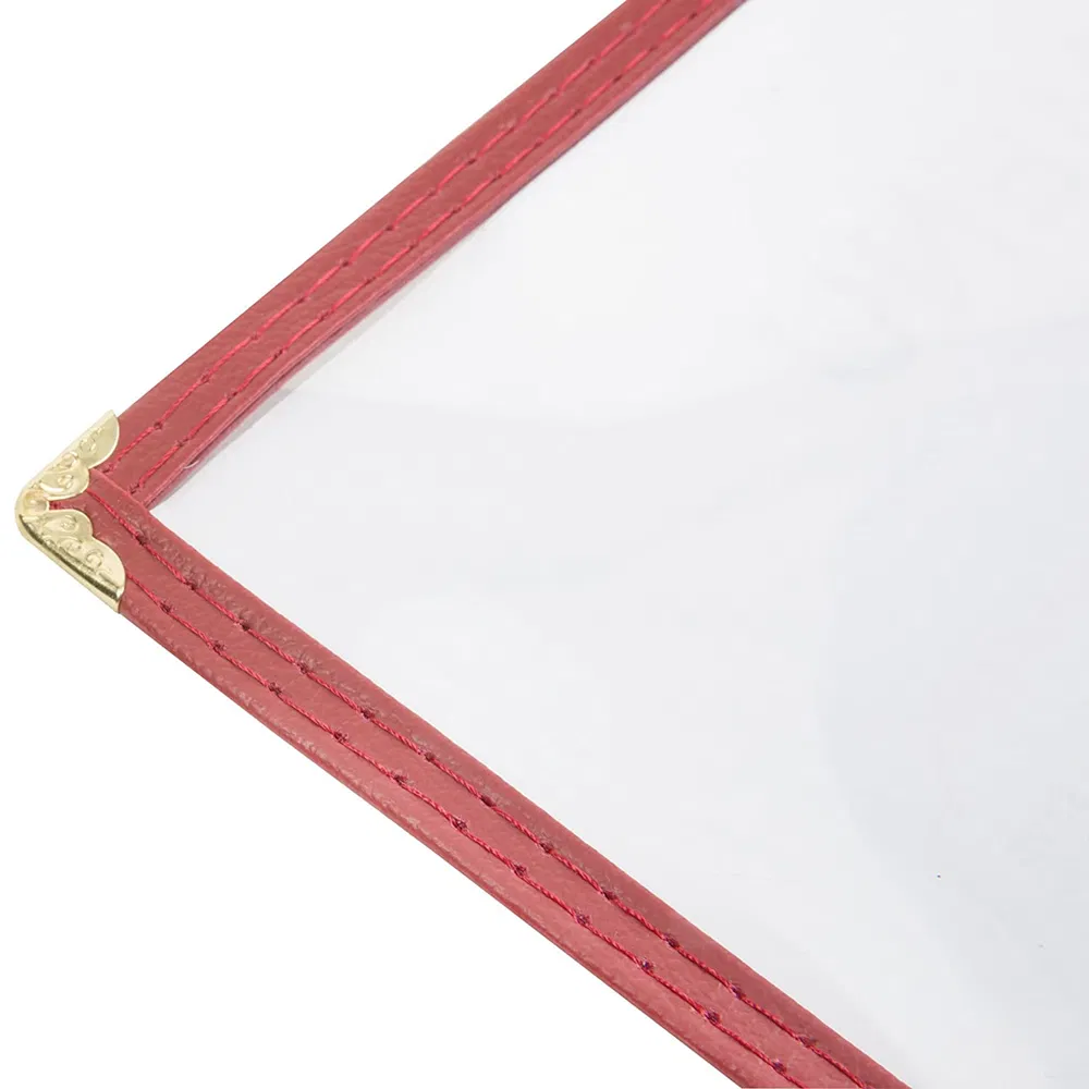 Double Stitched Binding Holder Hotel Red Leather Edge 6 Page 12 View Restaurant Food Menu Cover