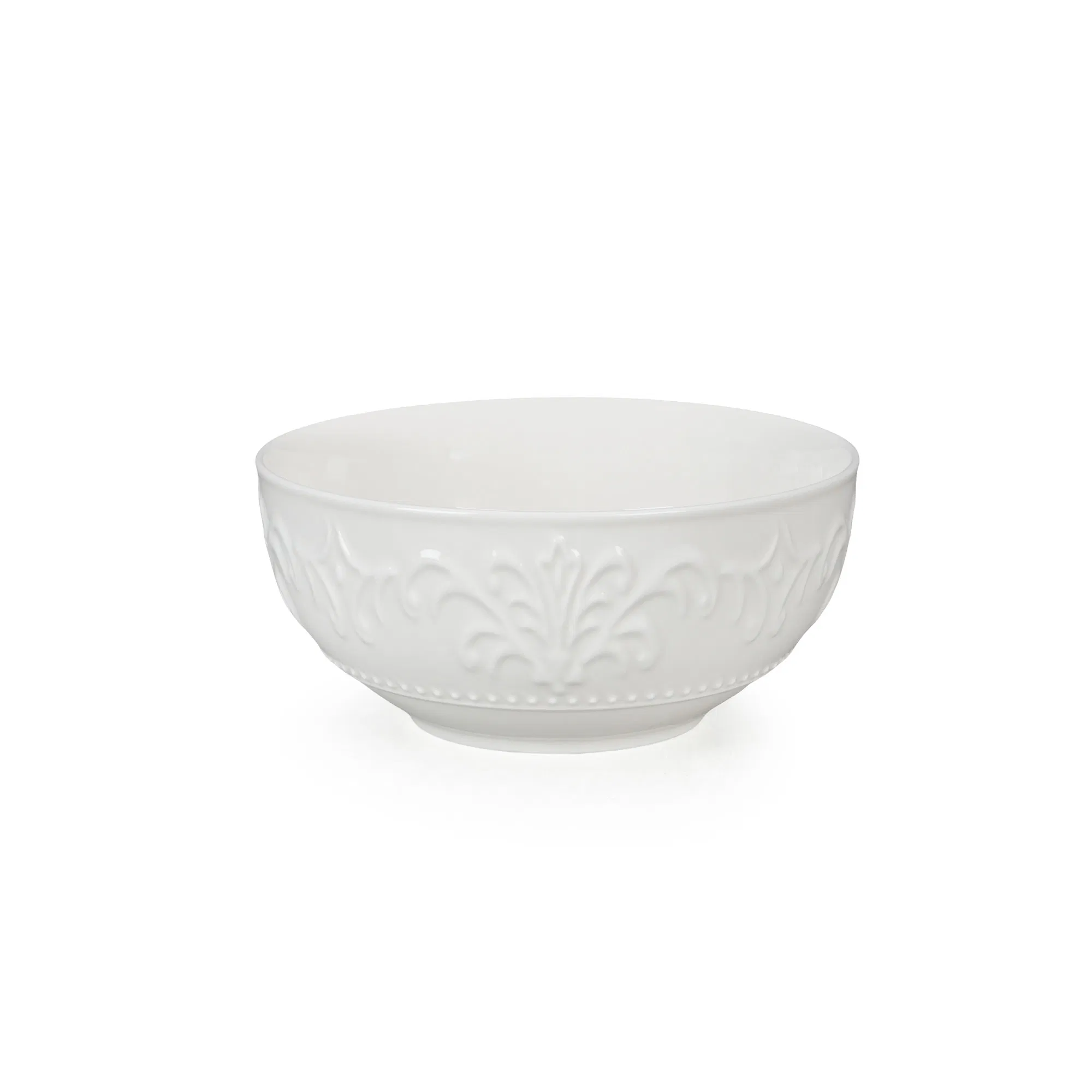 OEM ODM Embossed White Porcelain Cereal Soup Bowls Ceramic Bowl