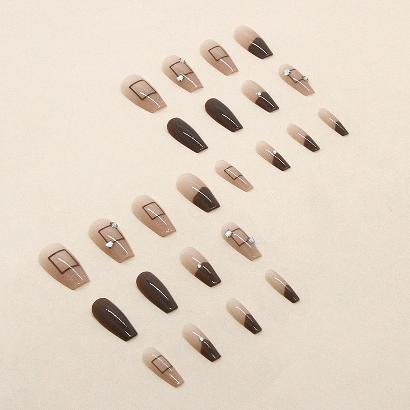 24PCS Press on Nails Tips Square Red Long French Fake Nails