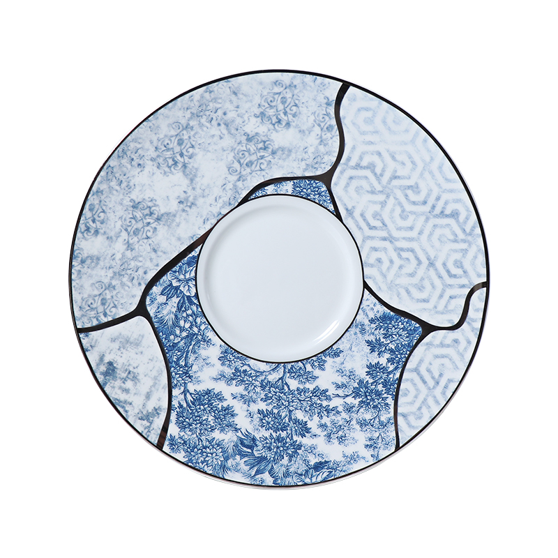 Nordic Luxury Blue White Ceramic Bowls Cover Lid Bone China Tureen