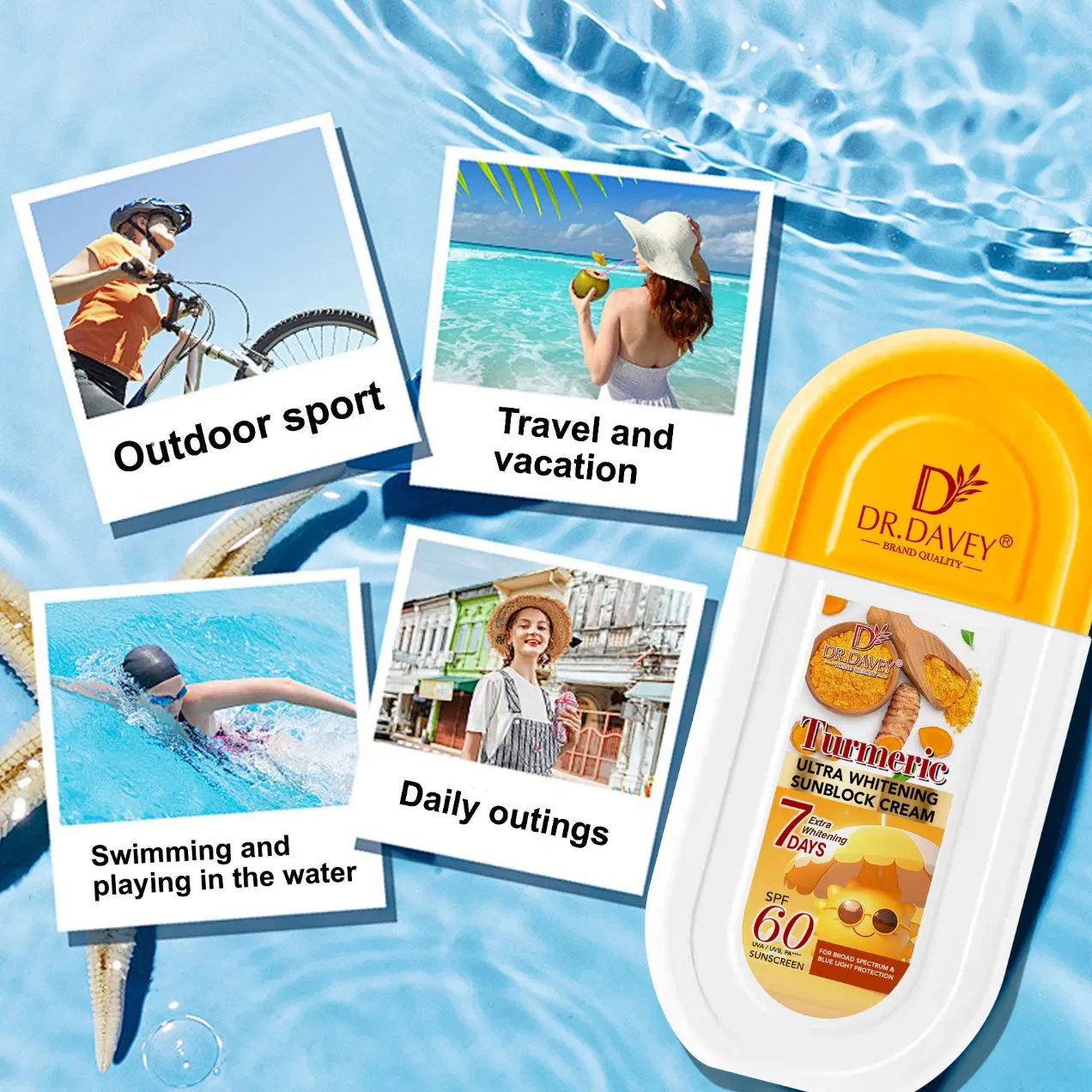 Dr. Davey SPF60 Turmeric Whitening Sunblock Cream Waterproof
