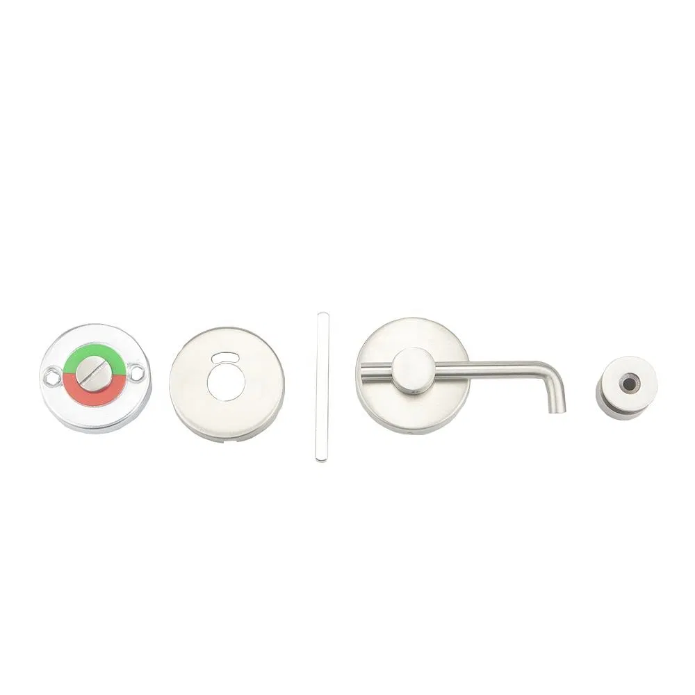 Commercial Satin Stainless Steel Turn Round Plate Green Red Washroom Cubicle Partition Indication Toilet Door Lock
