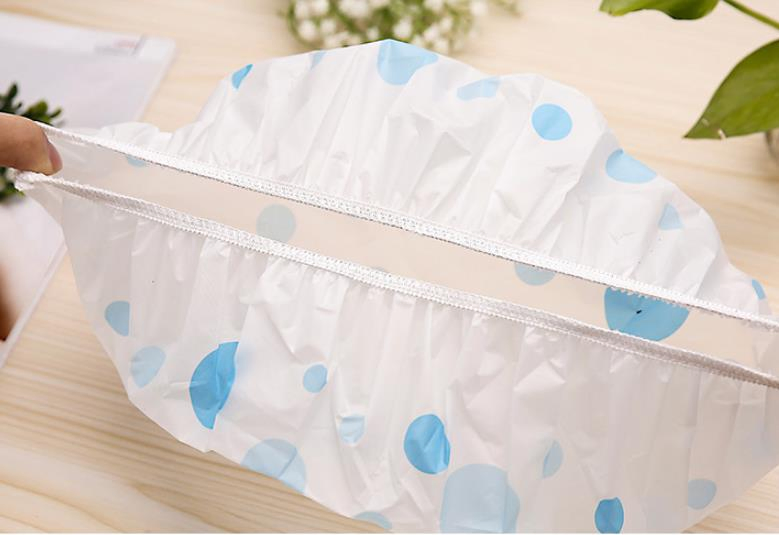 Disposable PE Shower Cap with Cherry Design in Pink