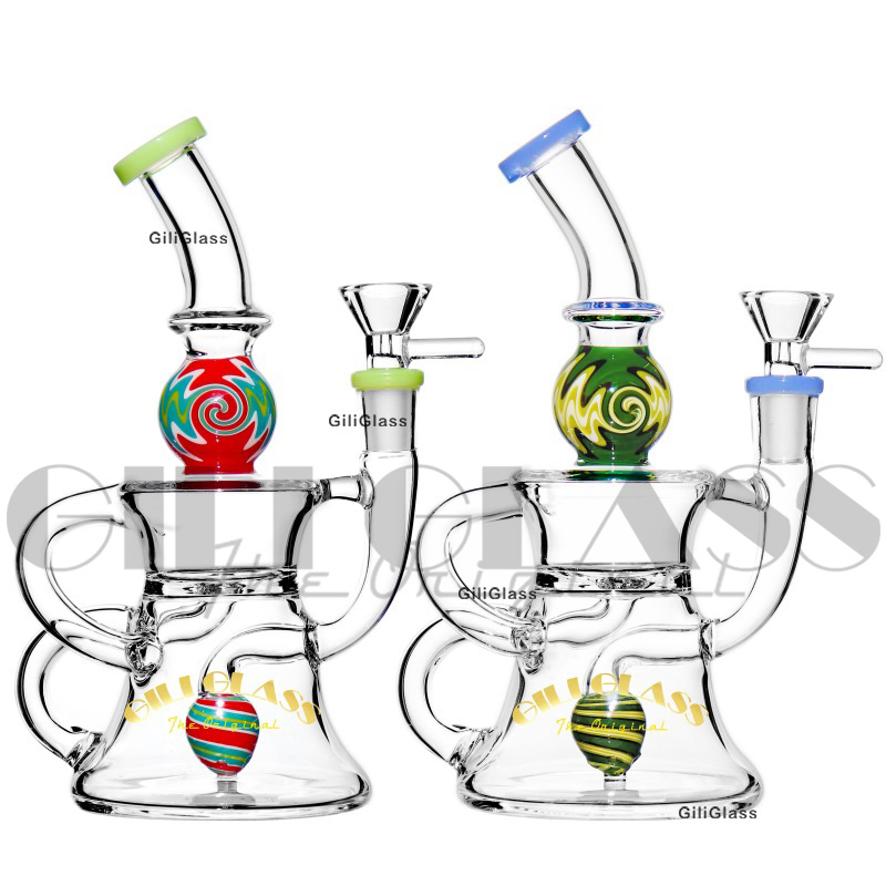 Giliglass 8 Inchies American Colors Recycler Hookah Smoking Glass Water Pipe
