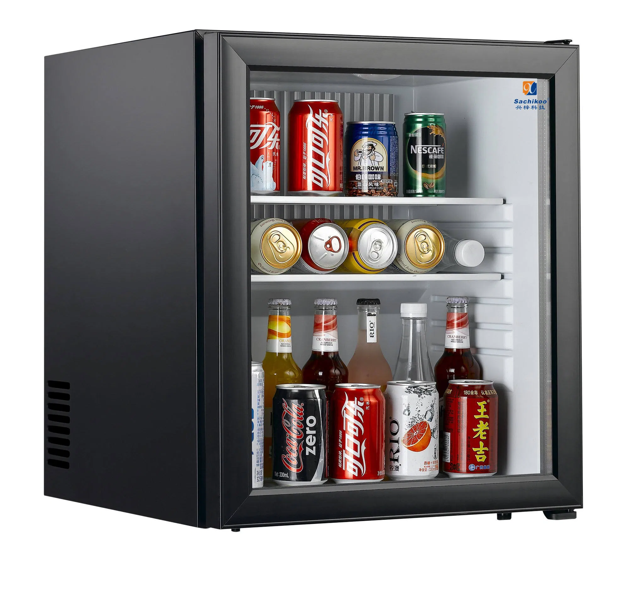 60L Luxury Glass Door Mini Fridge Portable Electric Minibar Hotels New Condition UK RoHS Certified Household Use
