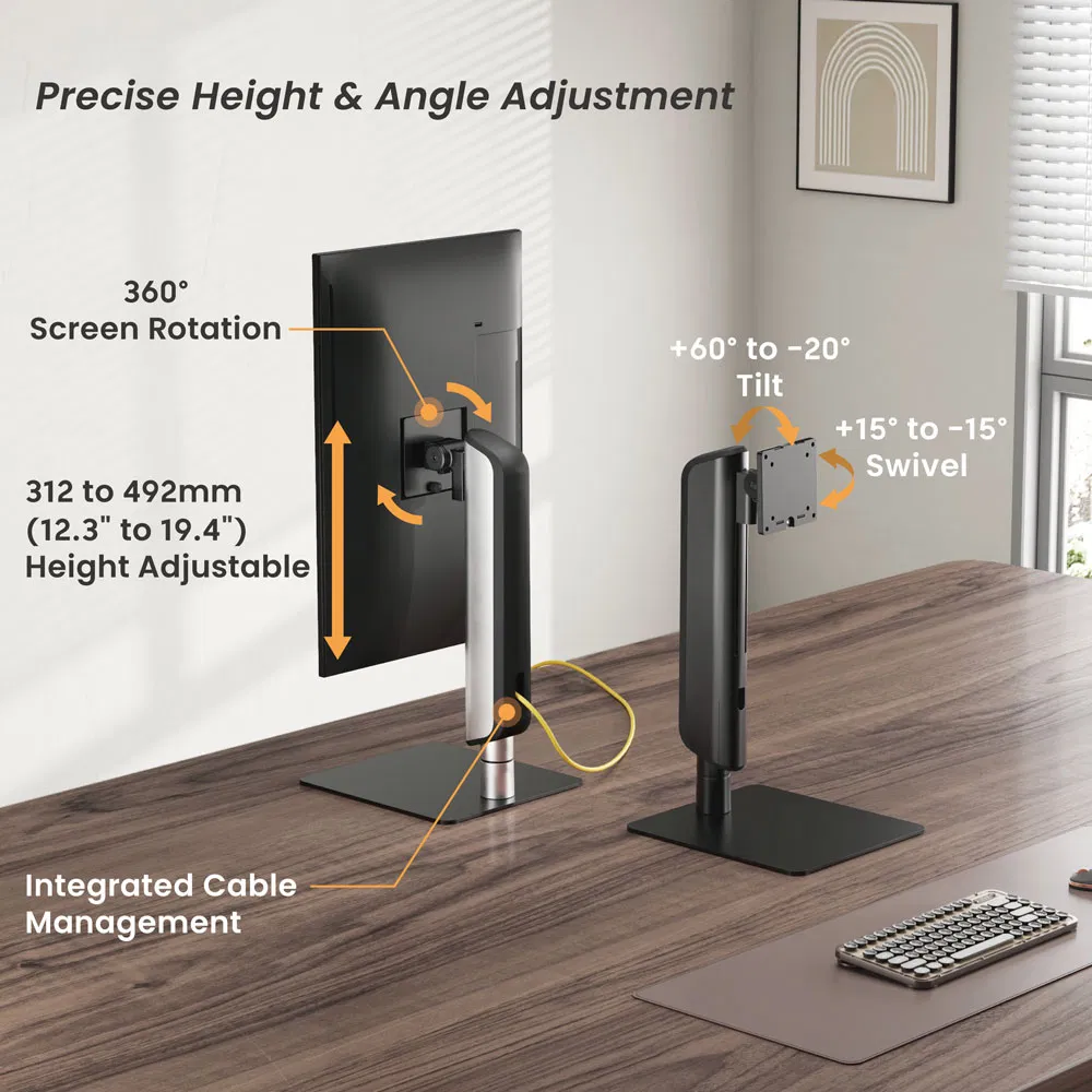 17"-49" 18kg Heavy Duty Vertical Lift Free Standing Single Screen Monitor Stand Computer VESA Mount Bracket