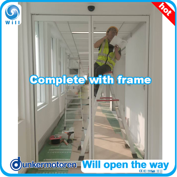 Автоматическая распашная дверь с алюминиевой рамой, скрытый монтаж