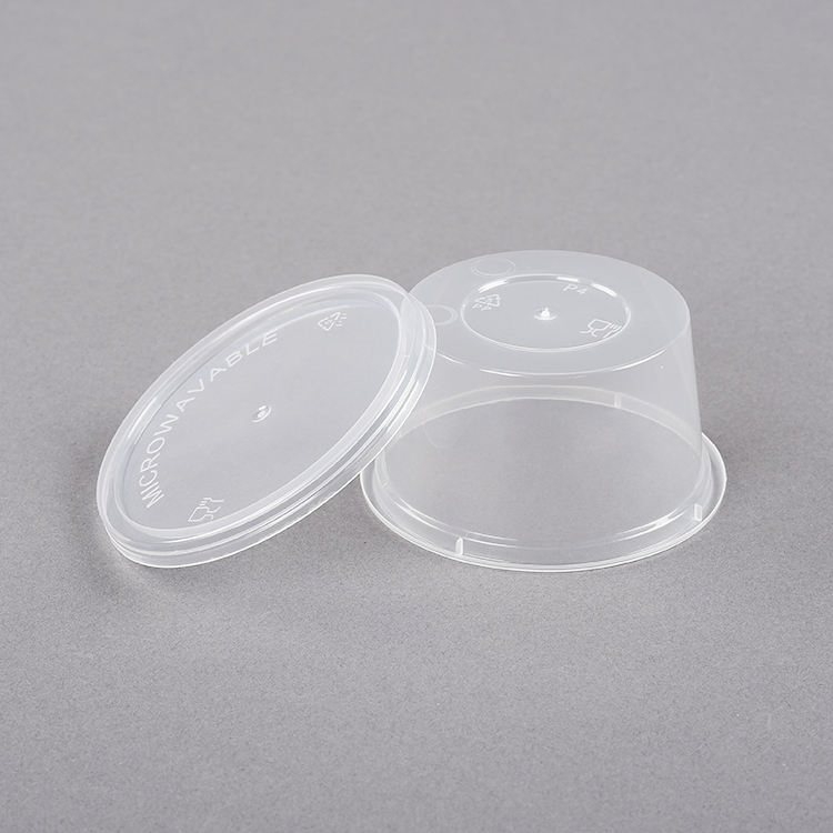 Convenient Disposable Plastic Sauce Cup with Separated Lid for Ketchup Salad Dressings