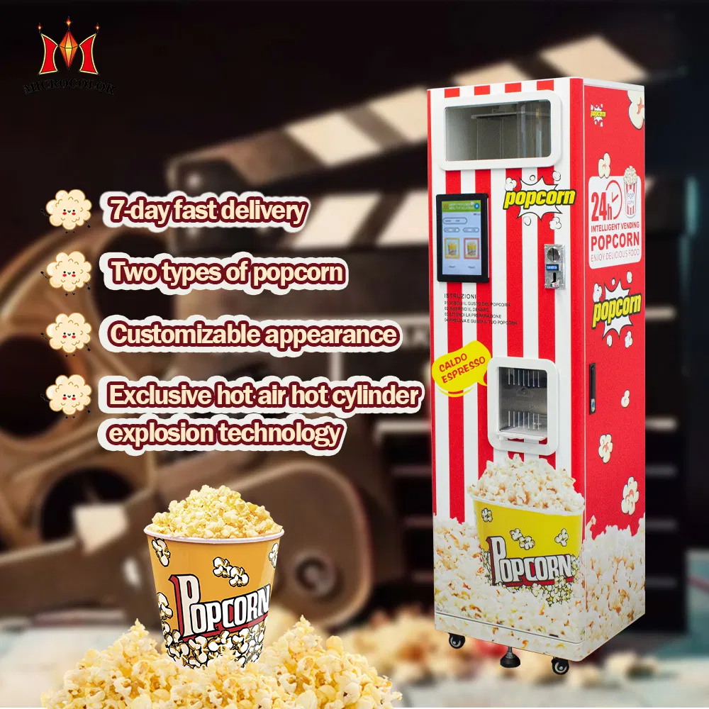 Coin Operated Hot Air Making Popcorn Machine Self-Service Automatic Popcorn Vending Machine