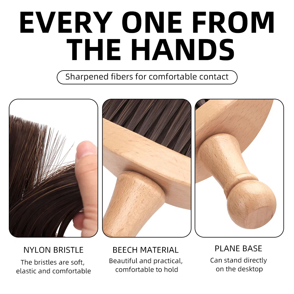 Wholesale Salon Barber Combs Custom Shop Barber Duster Brush Wooden Handle