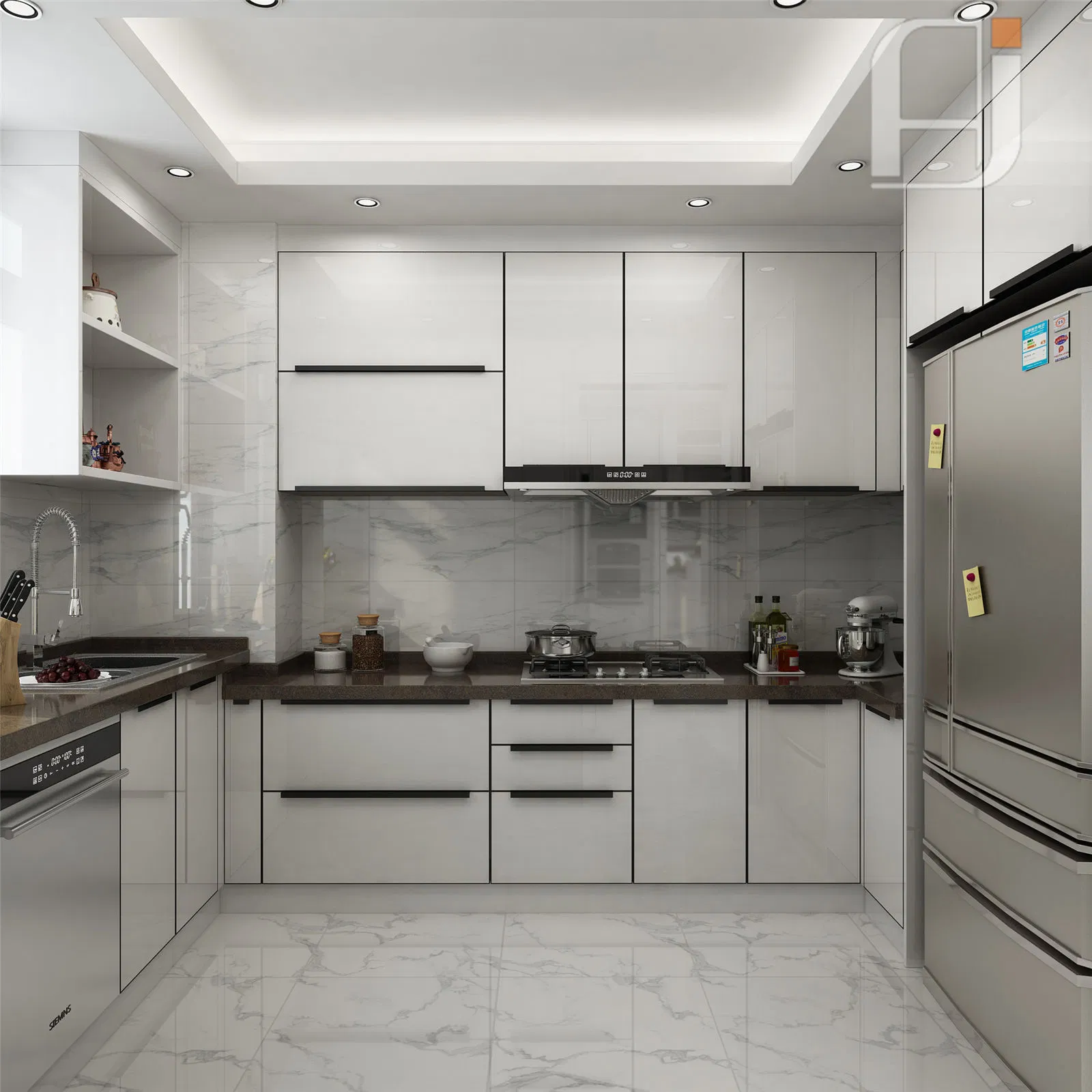 White High Glossy Lacquer Kitchen Cabinets