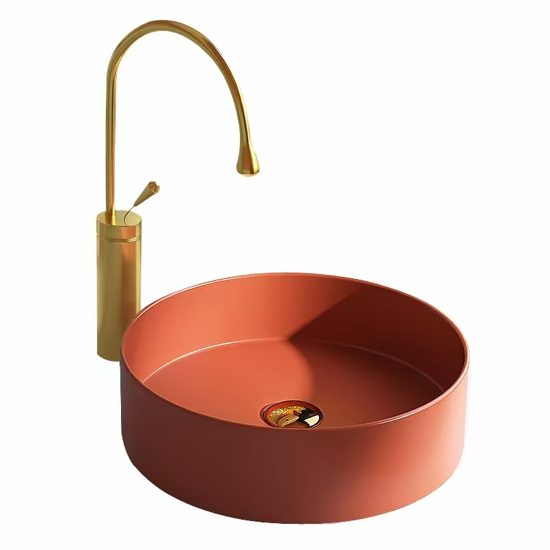 Раковина для ванной круглая керамическая, мультицвет