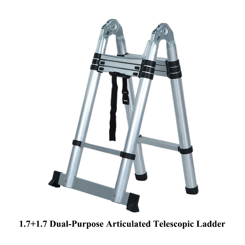 Telescopic Ladder with Tool Tray and Safety Locking Mechanism Portable Ladder