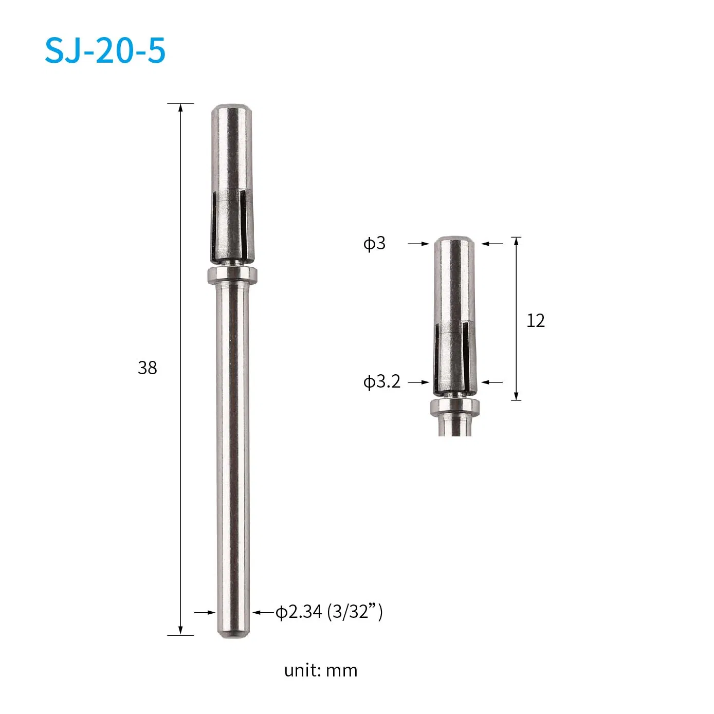3/32 Inch Shank Stainless Steel Expandable Flexible 1/8 Inch Mini Nail Beauty Sanding Band Holder Mandrel