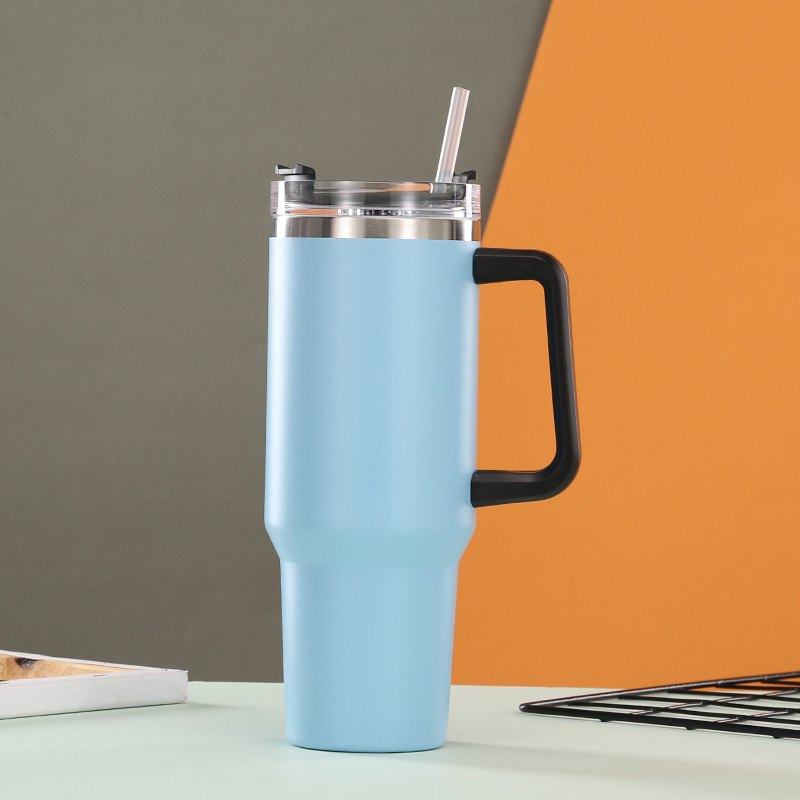 Factory Wholesale 40oz Stainless Steel Vacuum Insulated Tumbler with Handle and Straw