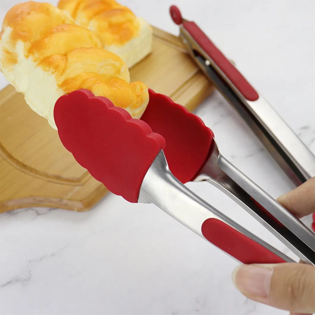 Hight Quality Heat Resistant Finger-Operated Silicone Food Tongs Tools for Kitchen BBQ