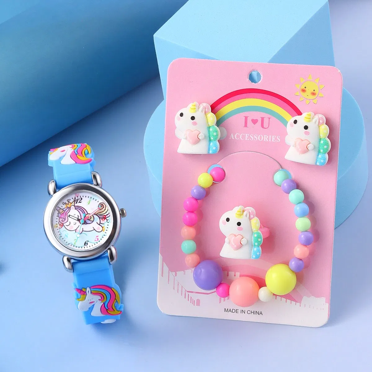 Blue Unicorn Watch Cute Accessories of The Same Element