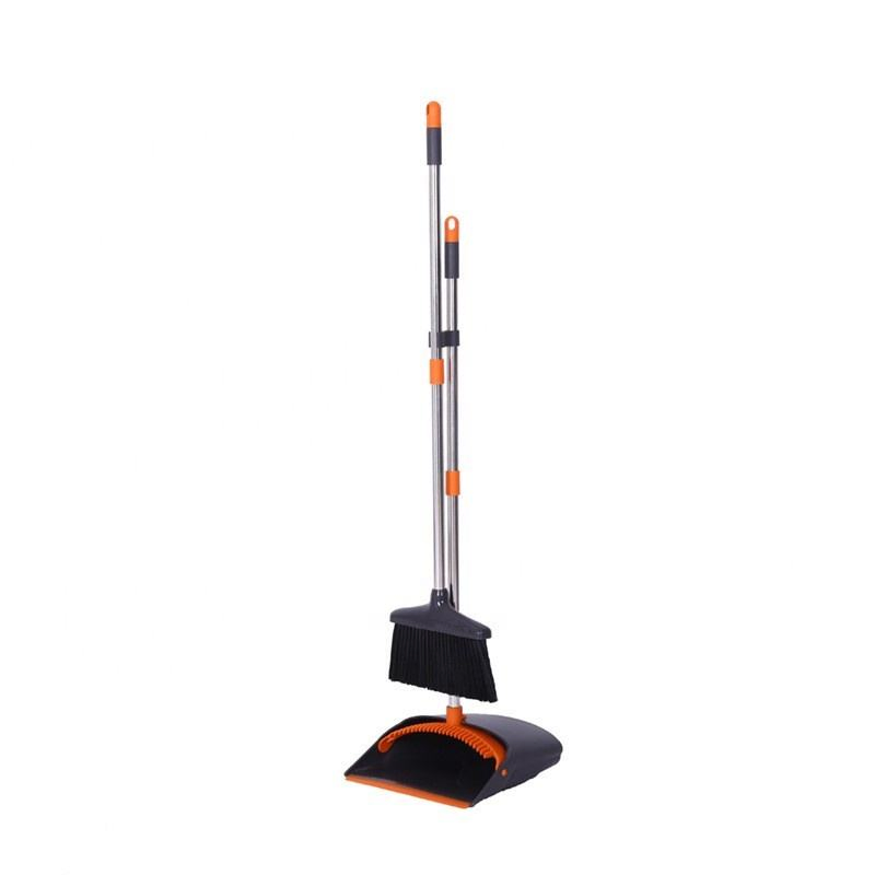 Clean Percent Broom and Dustpan Set with Long Handle Brooms and Stand up Dust Pan Magic Combo Set with Rotation Head