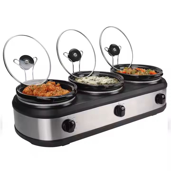 Efficient 3X1.5qt Slow Cooker for Delicious One-Pot Meals