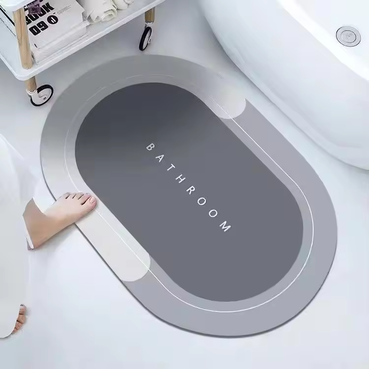 Custom Super Absorbent Floor Mat Bathroom Non-Slip Soft Carpet Shower Stone Bath Mat