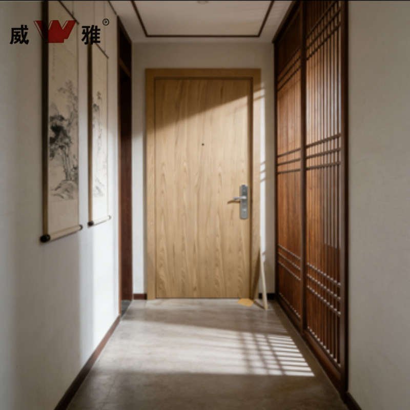 Energy Efficient Thermal Break Design Insulated Fireproof Solid Wood Composite Interior Wooden Door