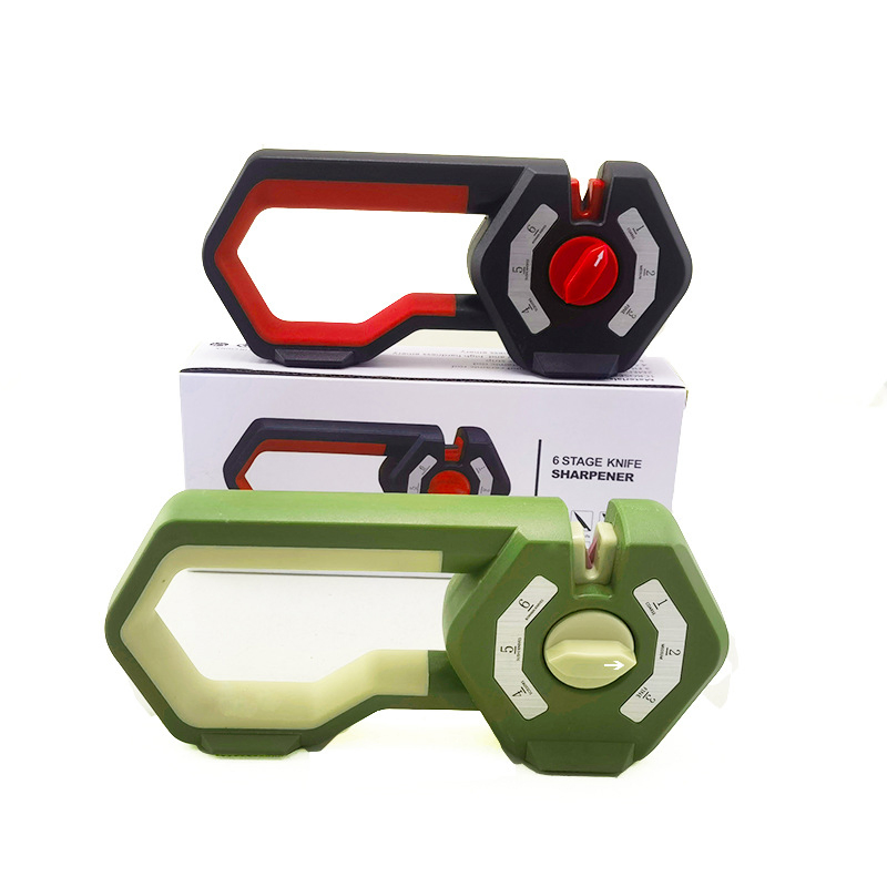 Creative Adjustable Angle Six Stage Steel Sharpening Knife Sharpener with Color Box