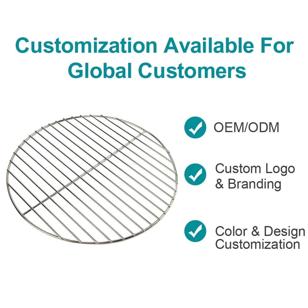 Custom Replacement Cooking Stainless Steel Rack Round Charcoal Grid BBQ Grill Grate