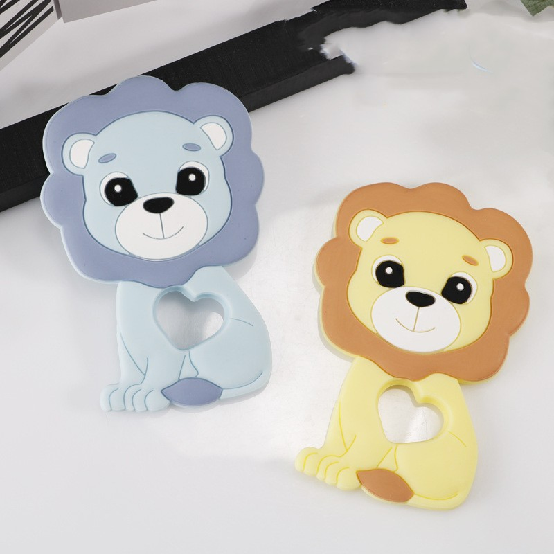 Lion Shape BPA Free Rubber Soothing Animal Teething Toy Baby Silicone Teether