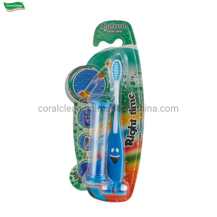 Smiling Face Child Toothbrush with Sand Timer Tooth Brush for Children
