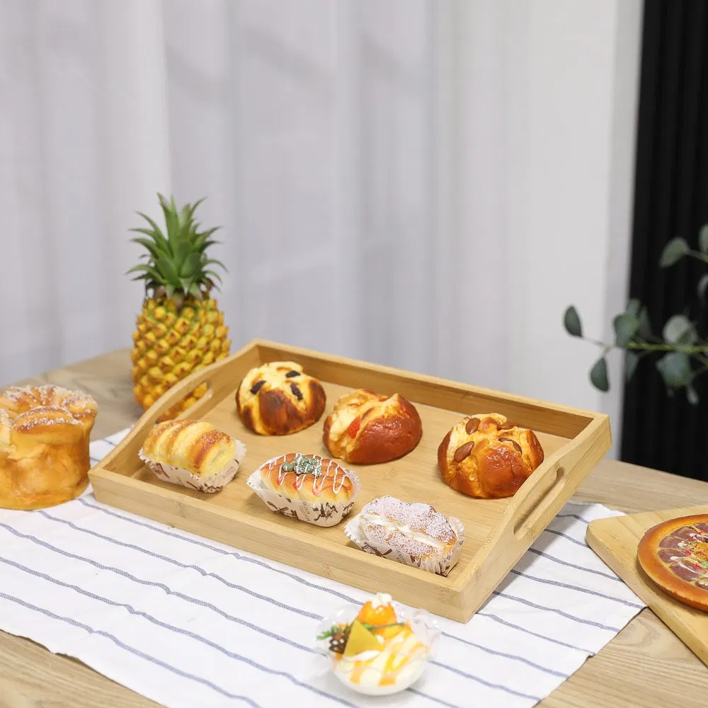 Wooden Service Tray Bamboo Wooden Tray Wooden Decorative Tray Coffee Table Tray Wooden Food Tray a Tray with a Handle Custom Logo