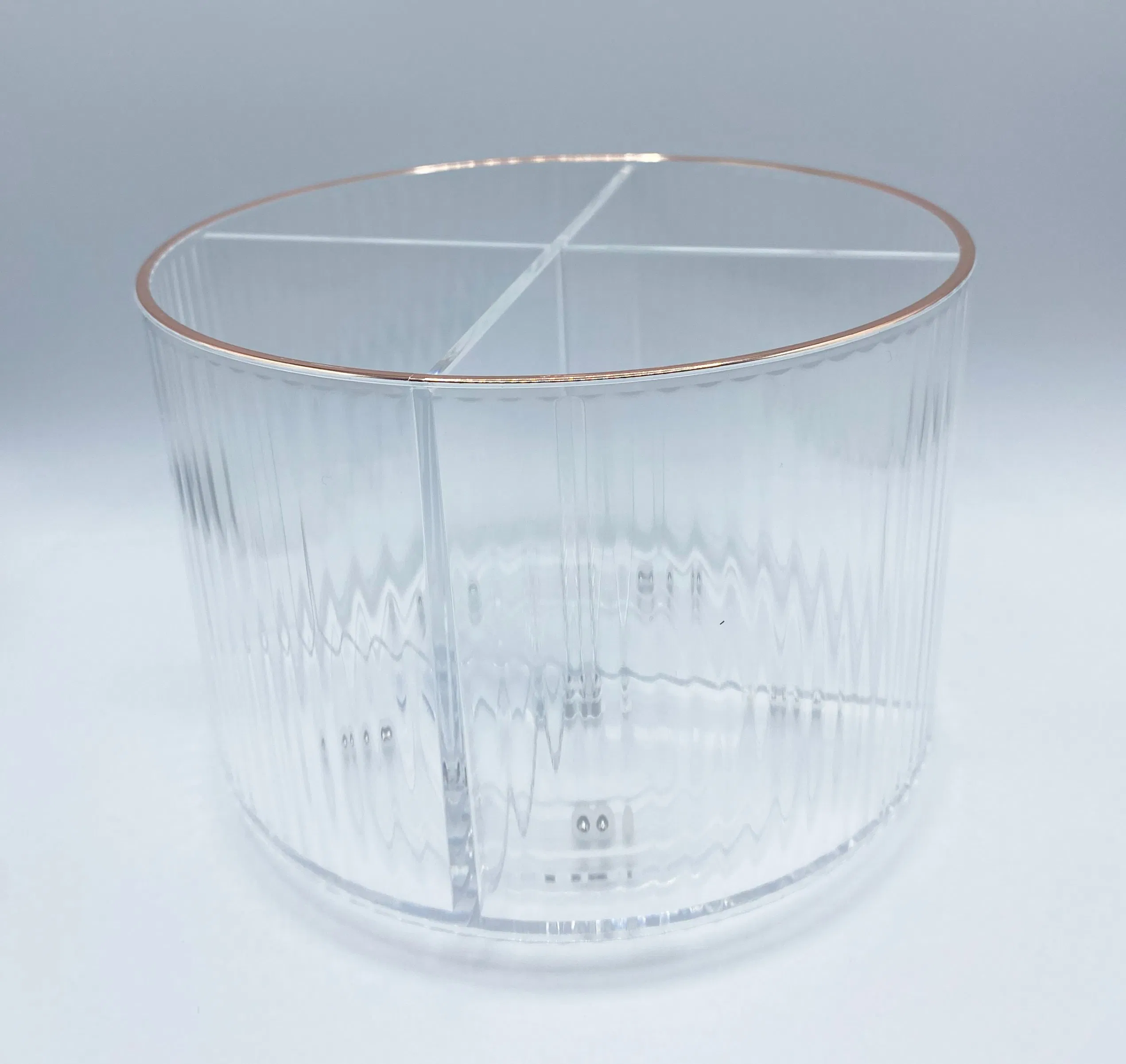 Beautiful Lady Rotatable Clear Acrylic Make up Organizer with Dividers Gold Rim