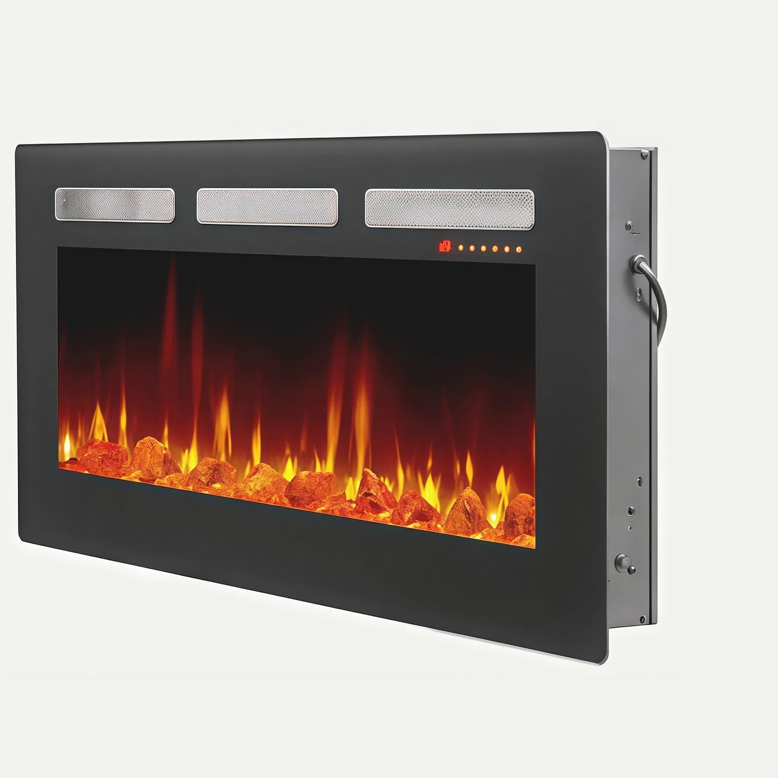 Electric Fireplace Heater with Realistic Flames, Adjustable Ember Bed, Remote Control