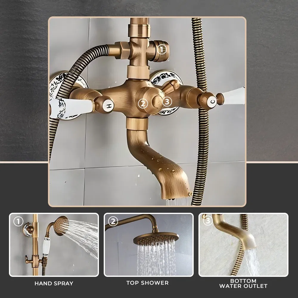 Classic Rain Brass Wall Mounted Shower Faucet Set