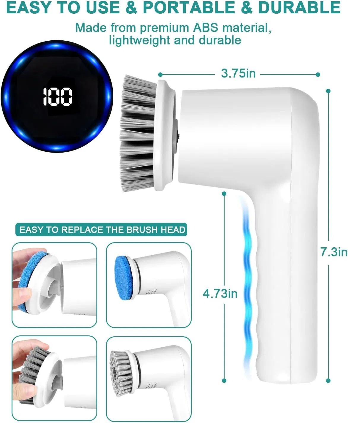 Electric Spin Scrubber Cordless Electric Scrubber for Cleaning Power Shower Scrubber