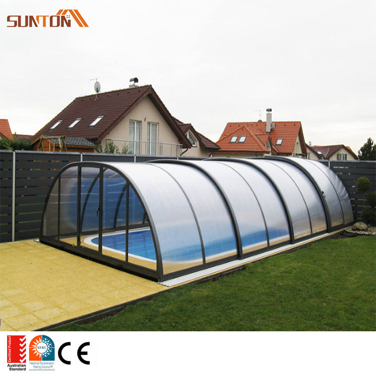Polycarbonate Commercial Enclosures Enclosed Cafe Patio Retractable Roof Swimming Pool Cover PC Sunroom