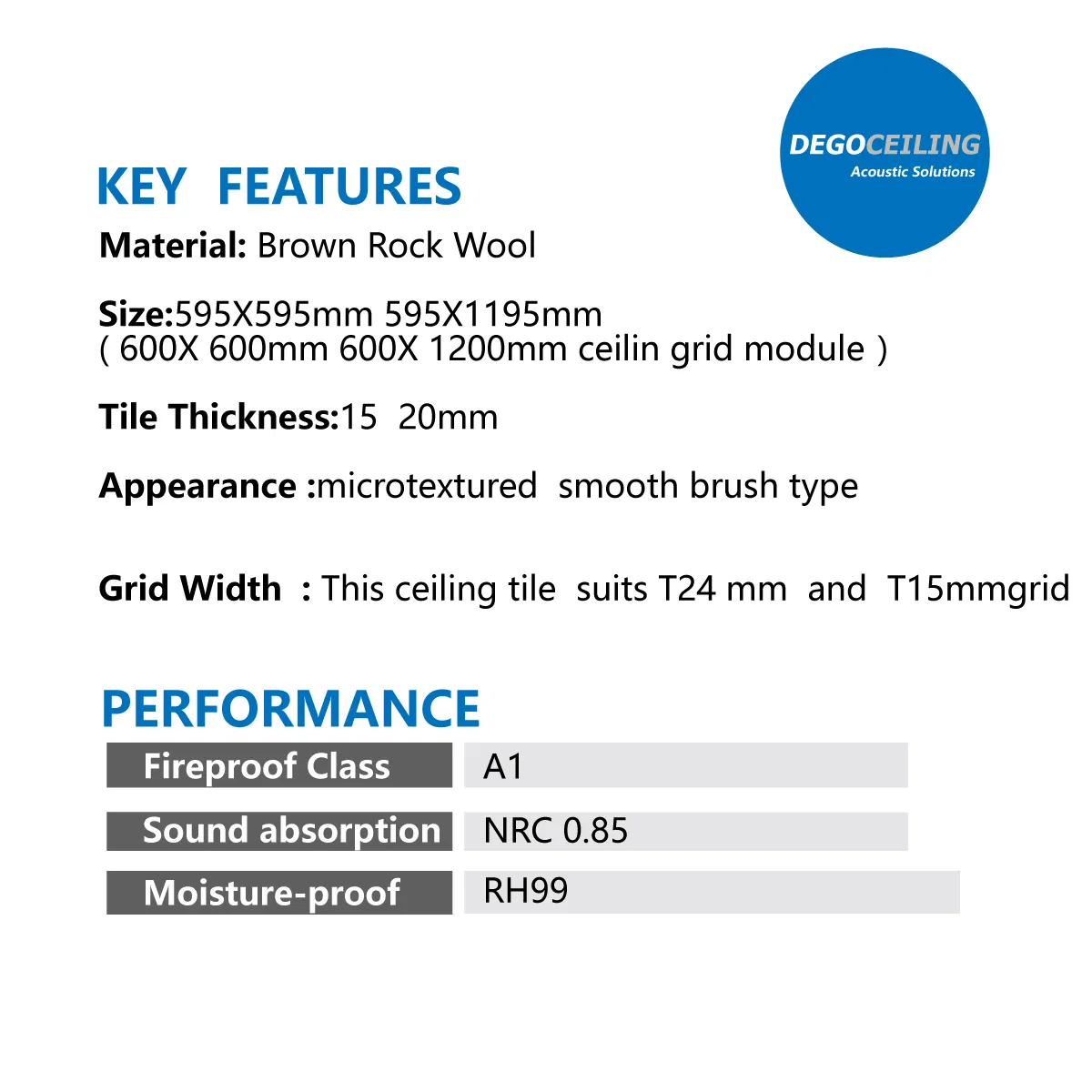 Rock Wool Acoustic Ceiling Panels Sound Absorbing Ceiling Board Material Stonewool Ceilings