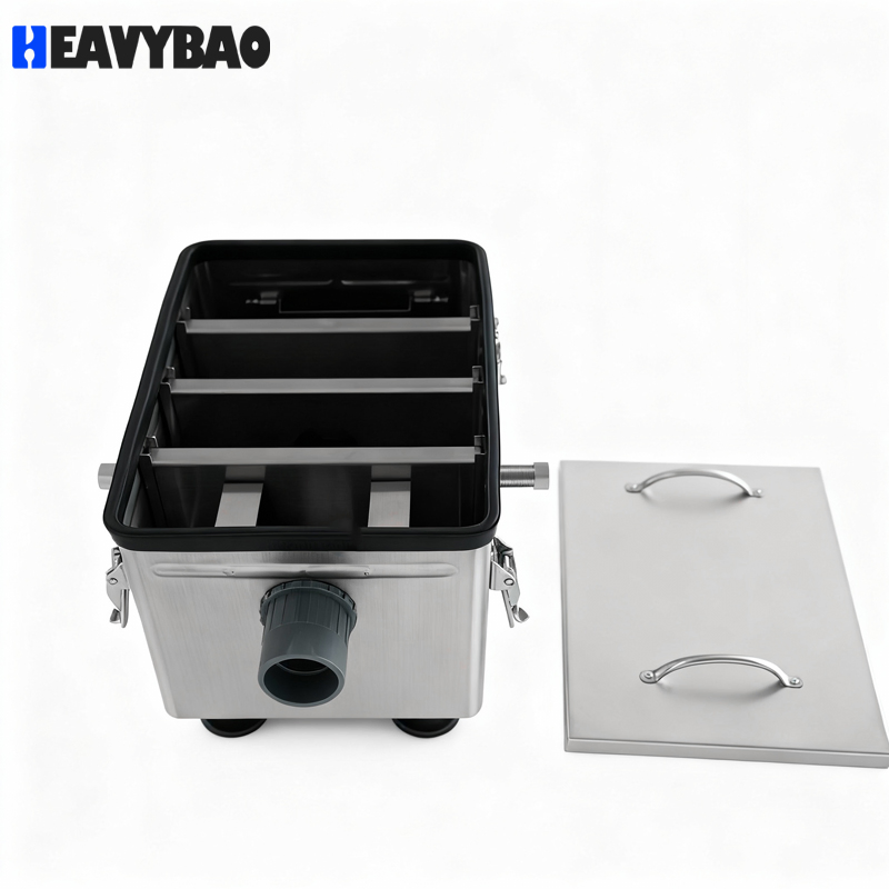 Heavybao Factory Direct Sealed Stainless Steel Kitchen Commercial Oil Water Grease Trap Separator