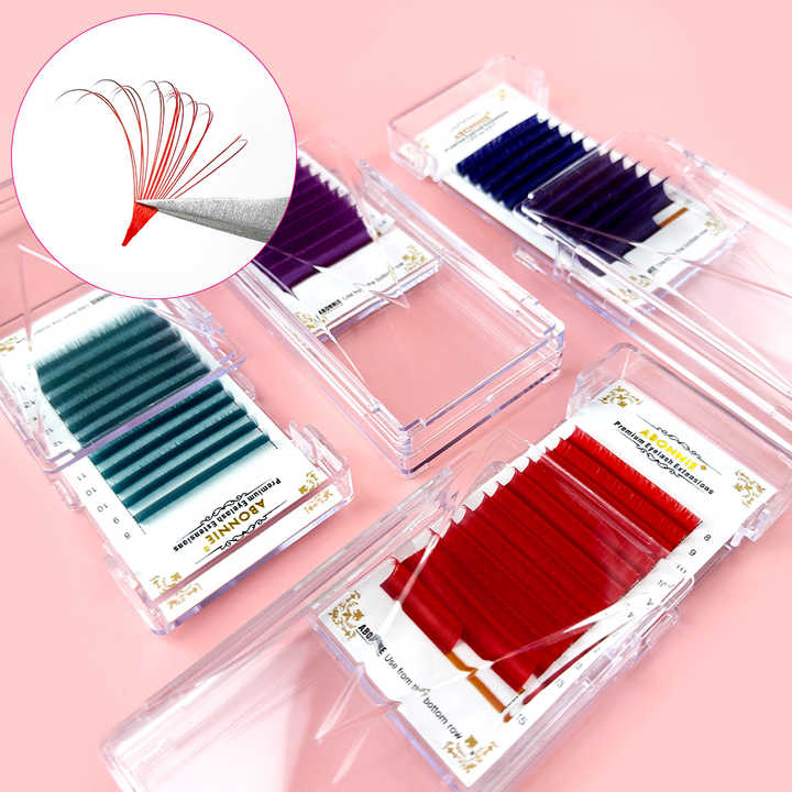 High Quality One Second Lash Easy Fan Eyelashes Extension Eyelash 8-25mm Volume Rainbow Color Extensions