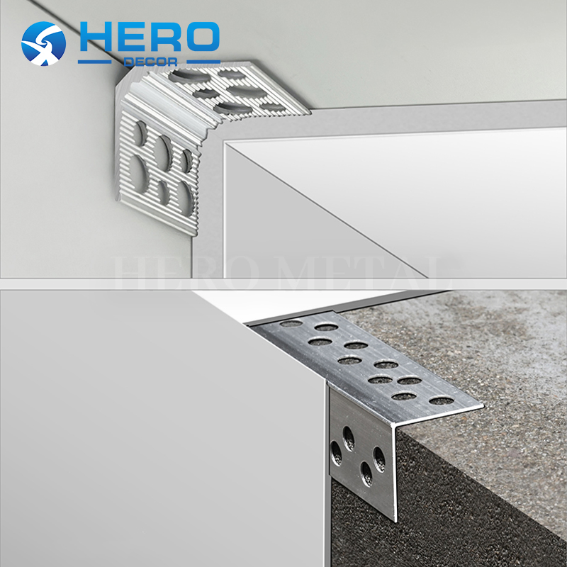 Aluminum Drywall Corners Edge Angle Strip Hospital High Quality Guard Wall Protection According to Customer's Demand Hero Metal Bead Tile Trim