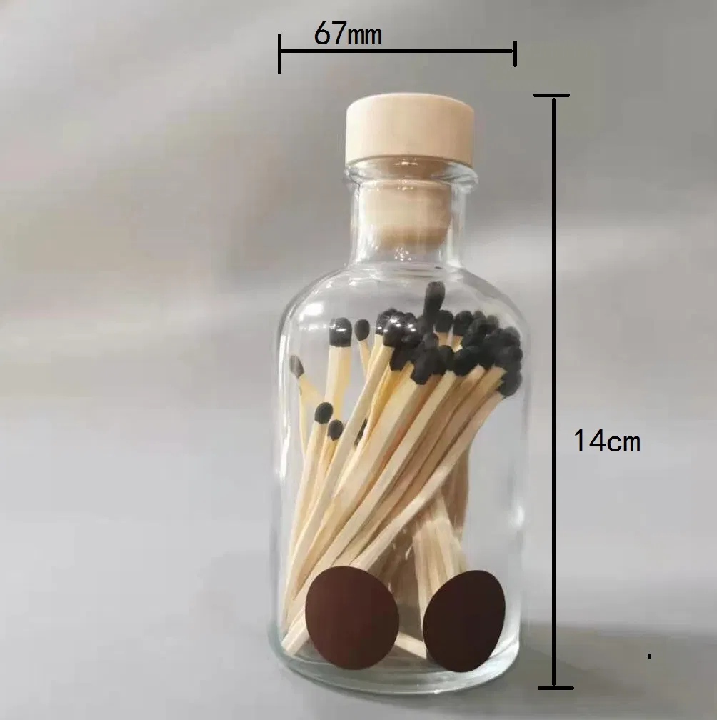 88mm Safety Matches Black Tip Matches in Glass Bottle with Striker
