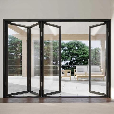 Customized Waterproof Heatproof Exterior Aluminum Glass Bifold Sliding Door Price