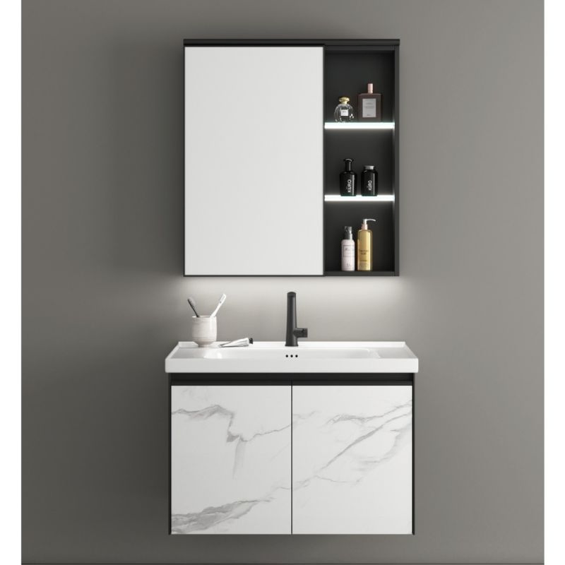 Sleek Aluminum Bathroom Vanity Cabinet with Mirror for Hotels