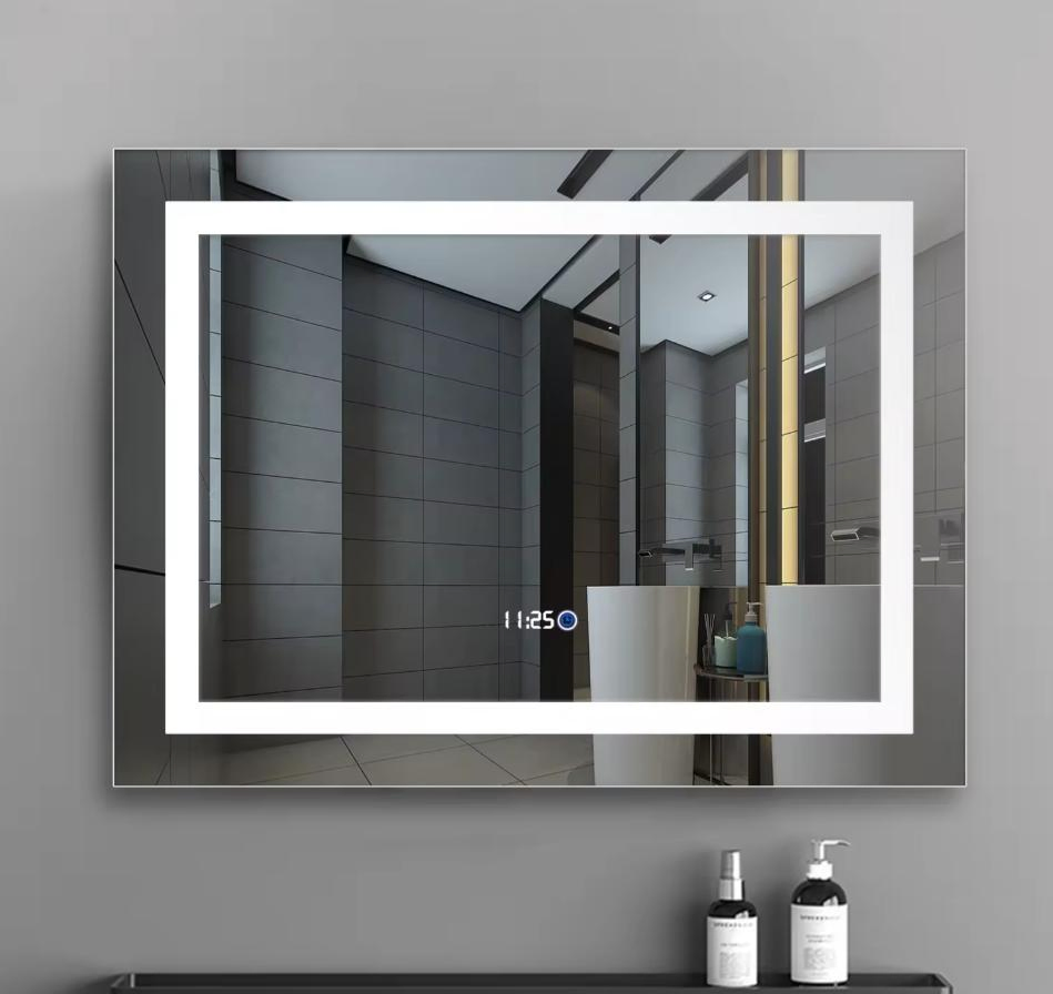 Elegant Rectangular LED Display Mirror with Tempered Glass