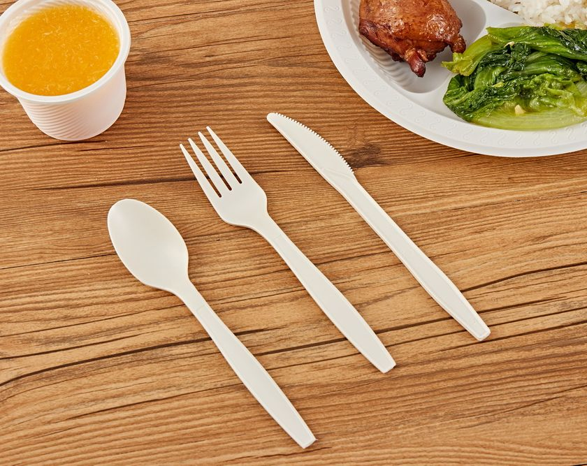 Modern White Disposable Cutlery Set Forks Spoons Knives Camping Cutlery