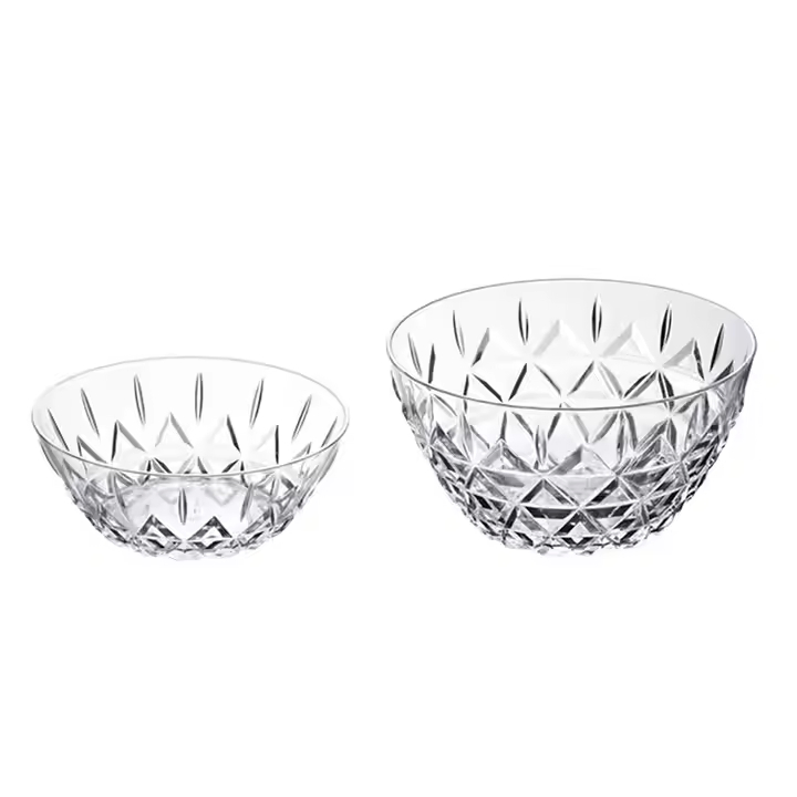 Custom Transparent Acrylic Round Plastic Takeaway Reusable Fruit Salad Bowl with Lid