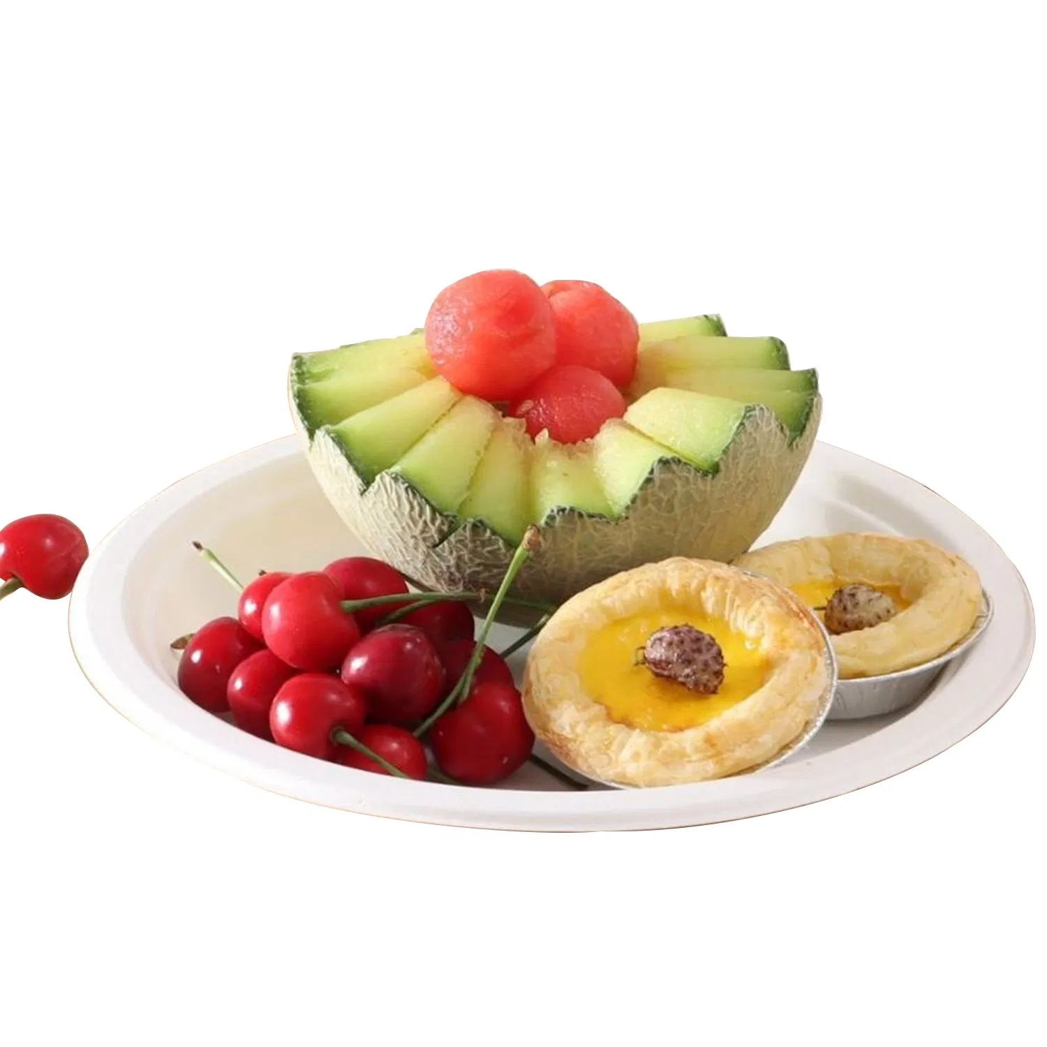 Eco-Friendly Biodegradable Disposable Sugarcane Residue Dinner Plates Fast Food Plate for Parties Gatherings Restaurants