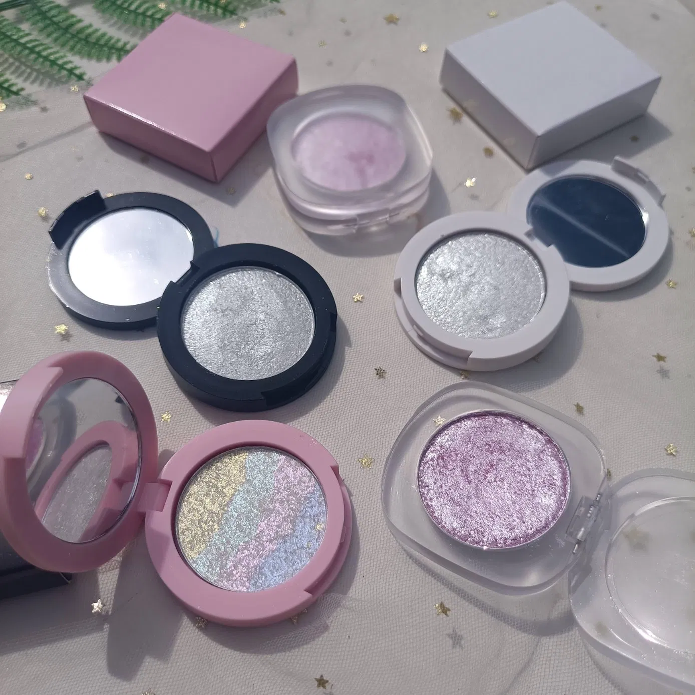 Custom Logo Vegan Diamond Shimmer Glow Bronzer Single Highlighter Makeup Palette